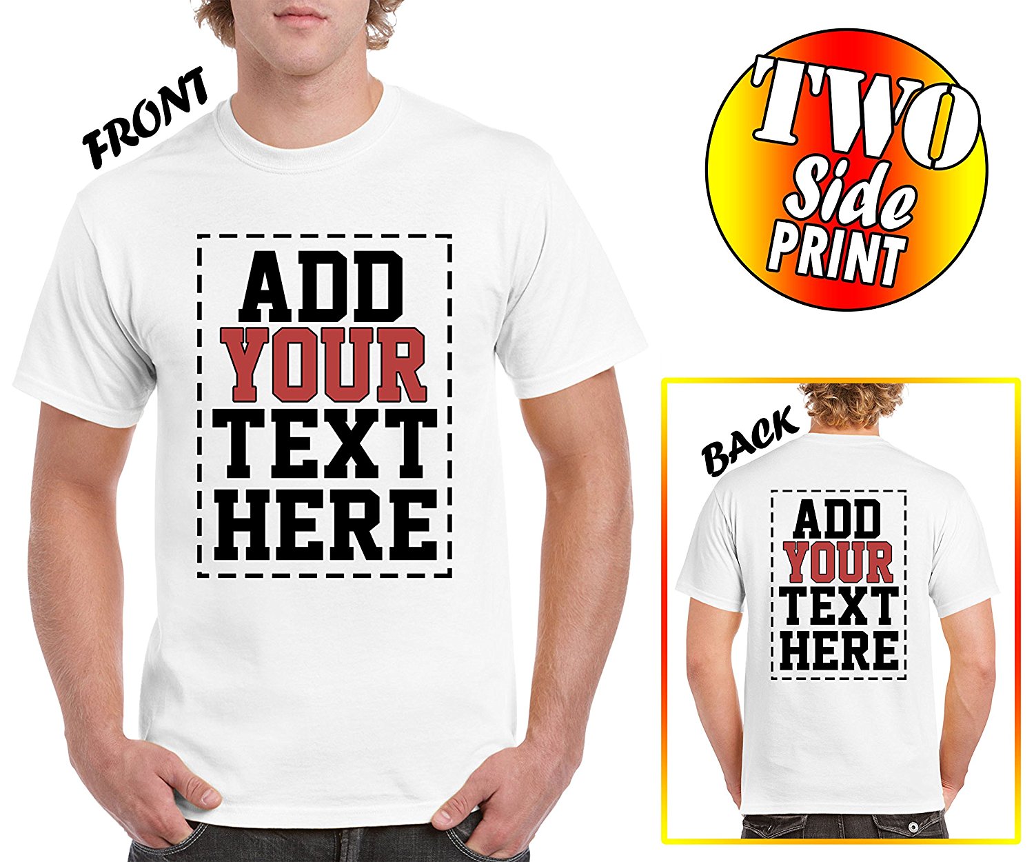 Custom 2 sided TShirts DESIGN YOUR OWN SHIRT FRONT and BACK